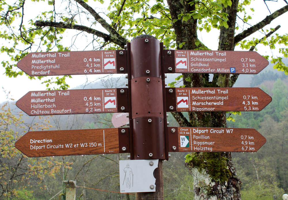 Hiking trail directions sign