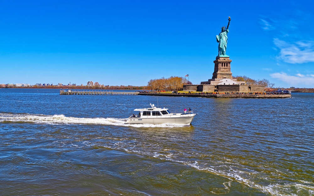 Ferry at Statue on Liberty Island