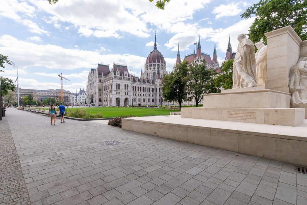Hungarian parliament building and park