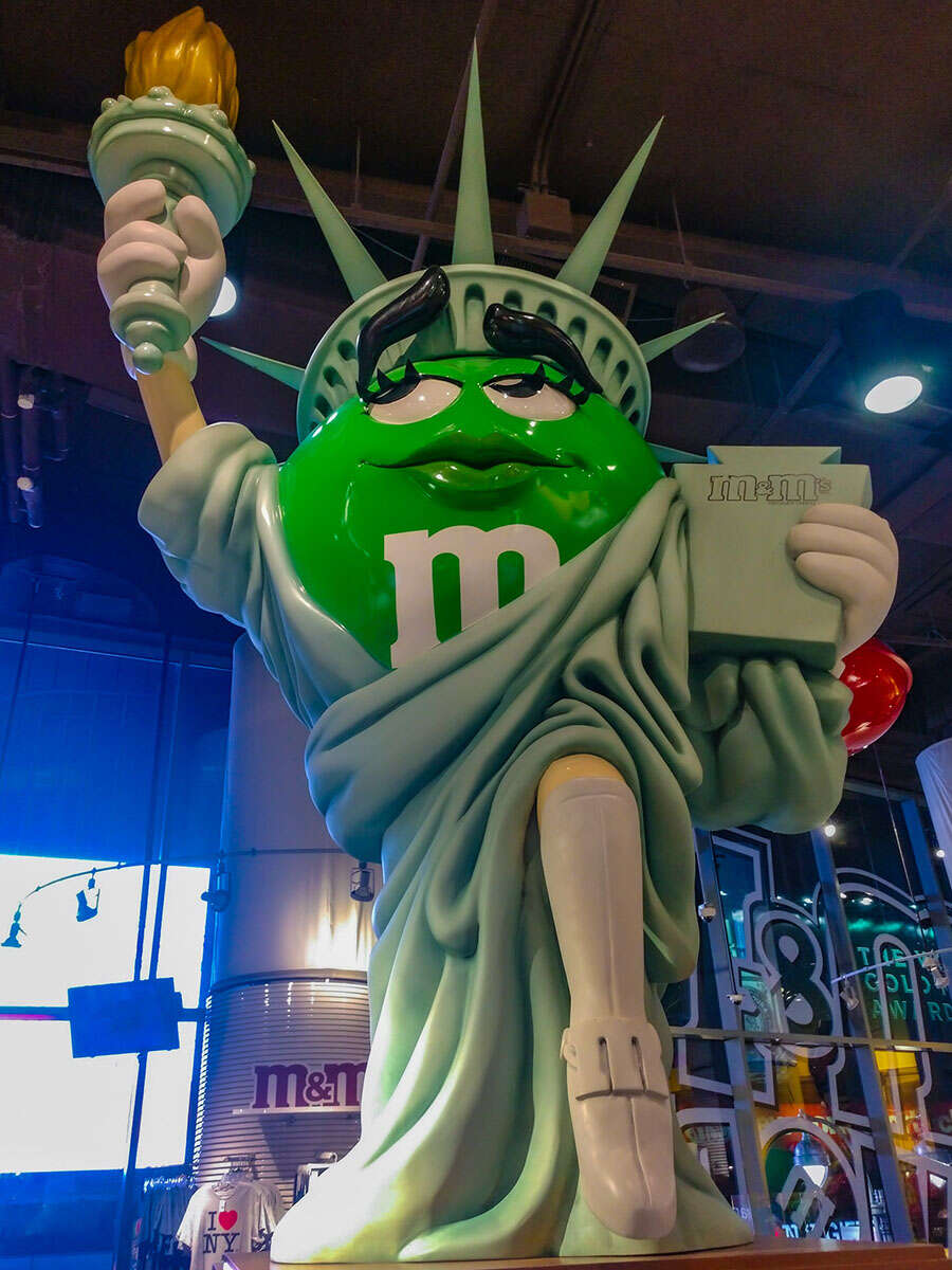 green statue m and ms