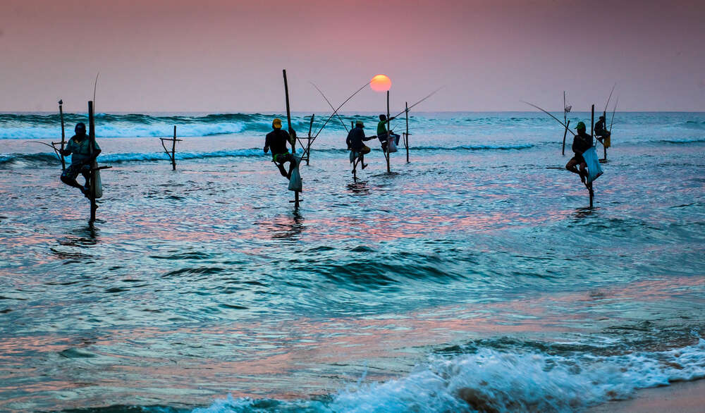 Традиционная рыбалка на Шри-Ланке 