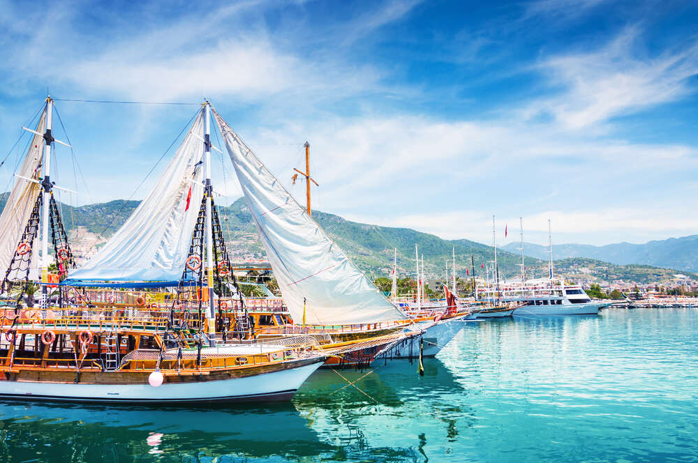 Tourist boats in port of Alanya
